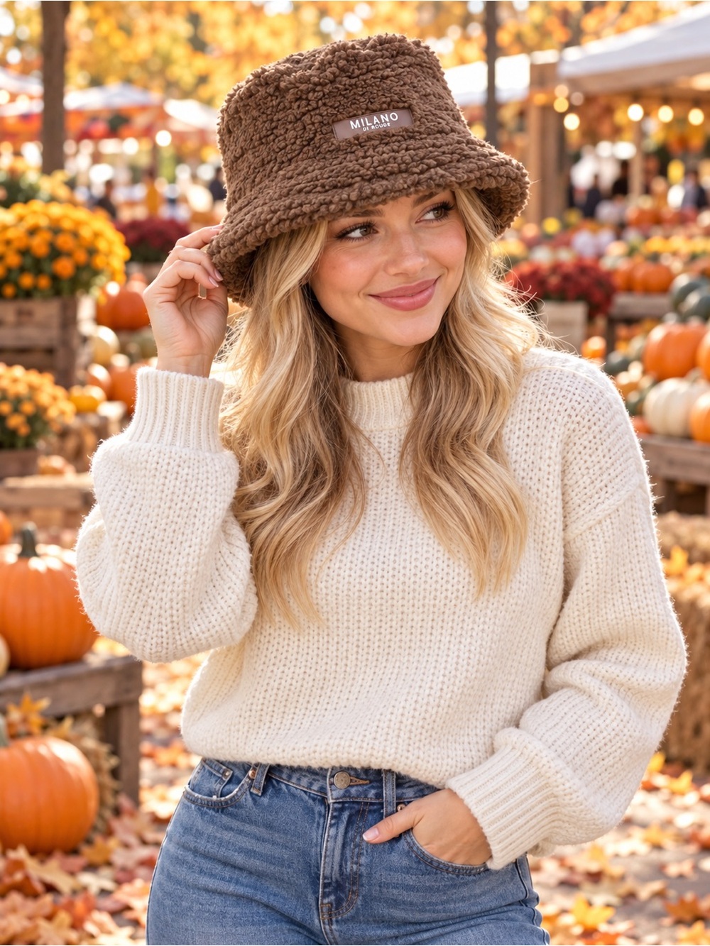Milano Di Rouge Cream Textured Knit Crewneck Sweater